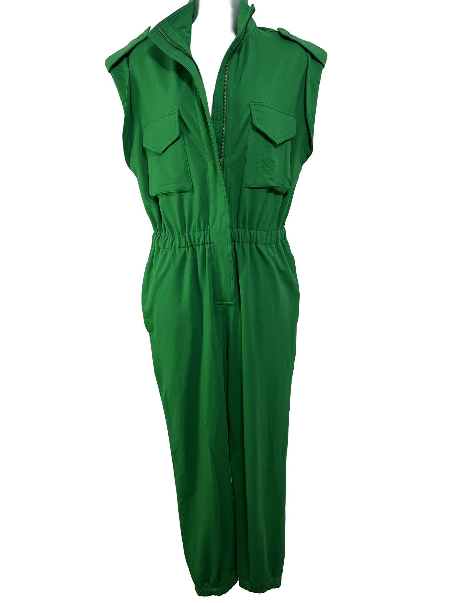 Green Stretch Flannel Jumpsuit