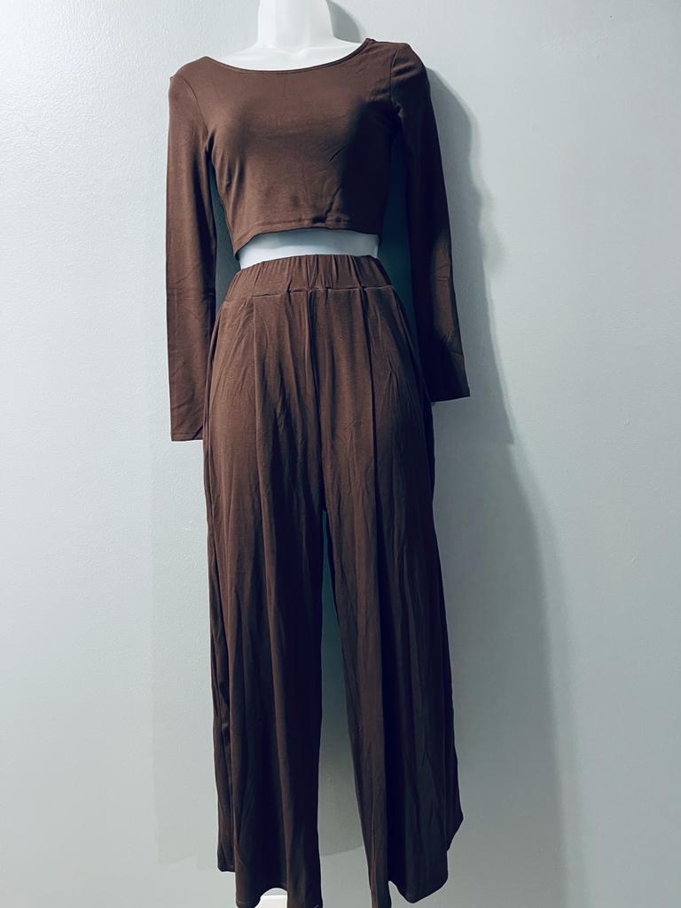 Hersy Dark Brown Top Bottom Set