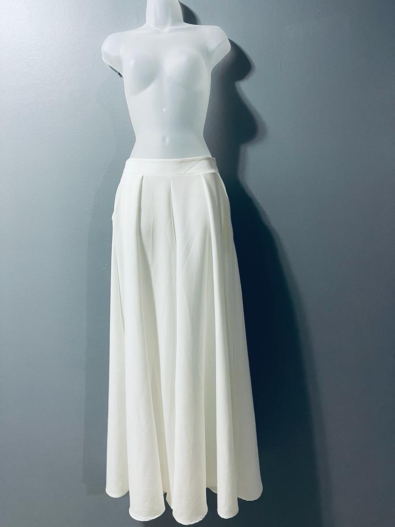 Solid White Long Skirt Pants