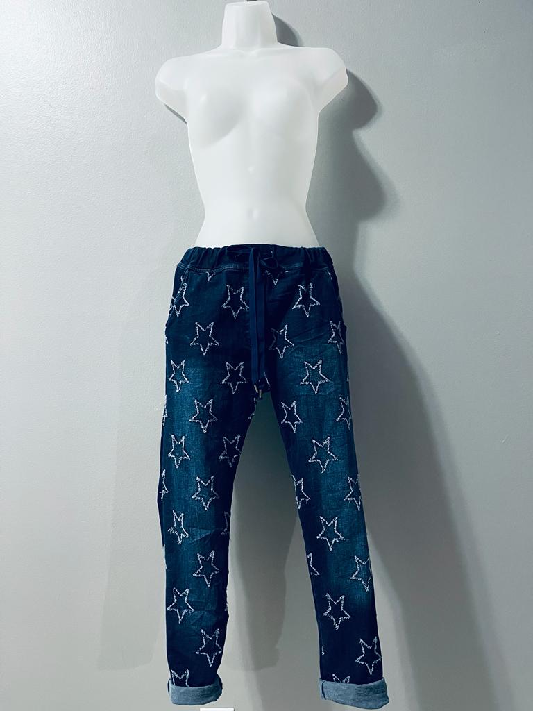 Star Pattern Blue Jogger