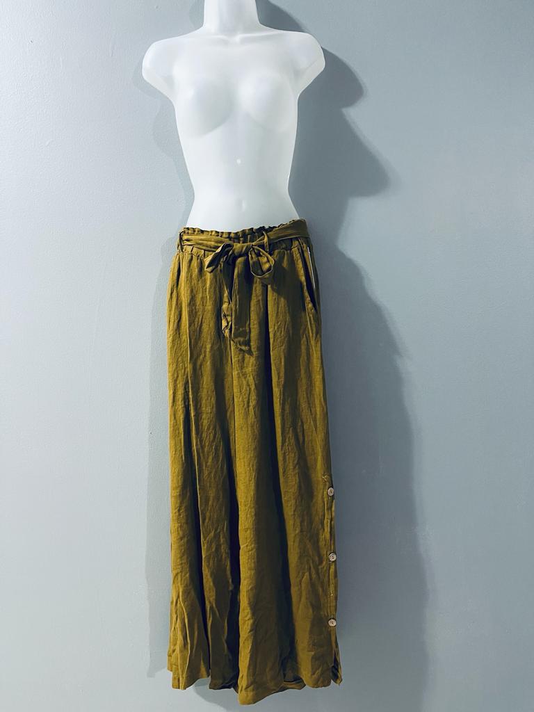 String Low Side Button Pants