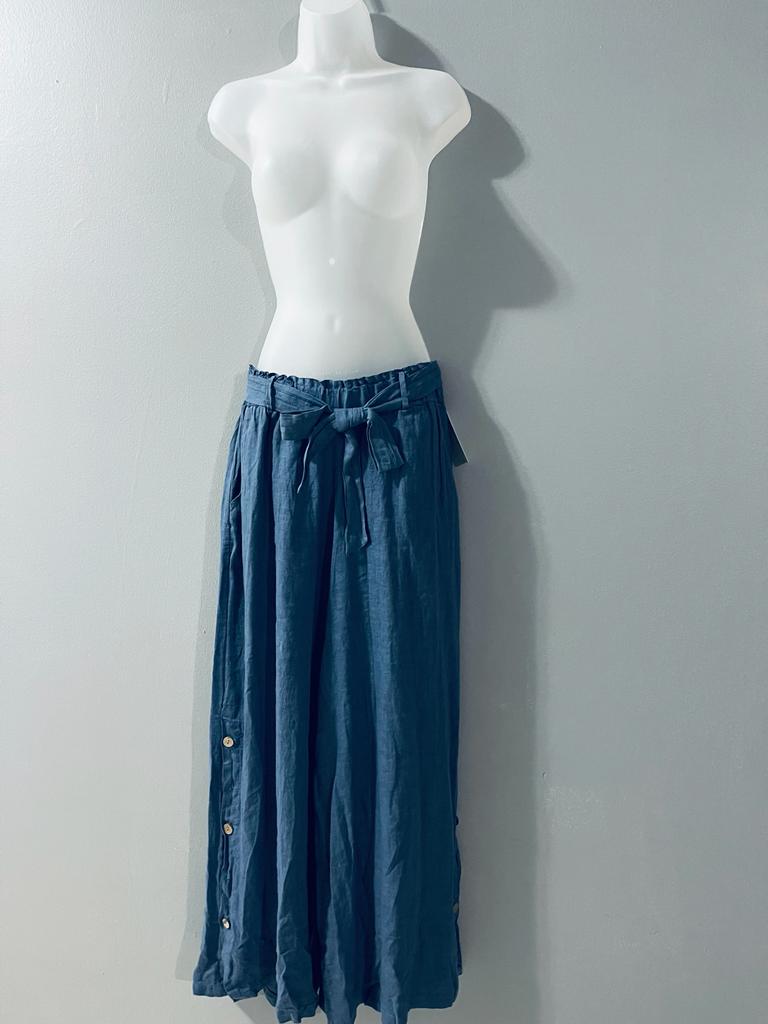 String Low Side Button Pants