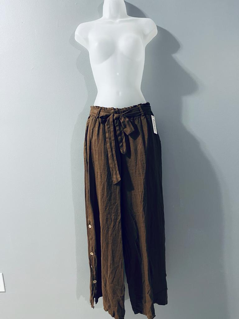 String Low Side Button Pants