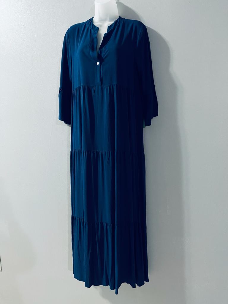 Cotton Long Navy Blue Dress