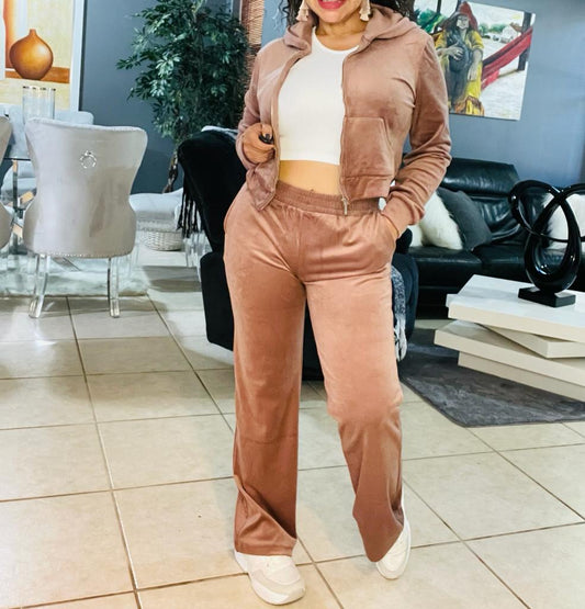 Long Sleeve Velvet Tracksuit